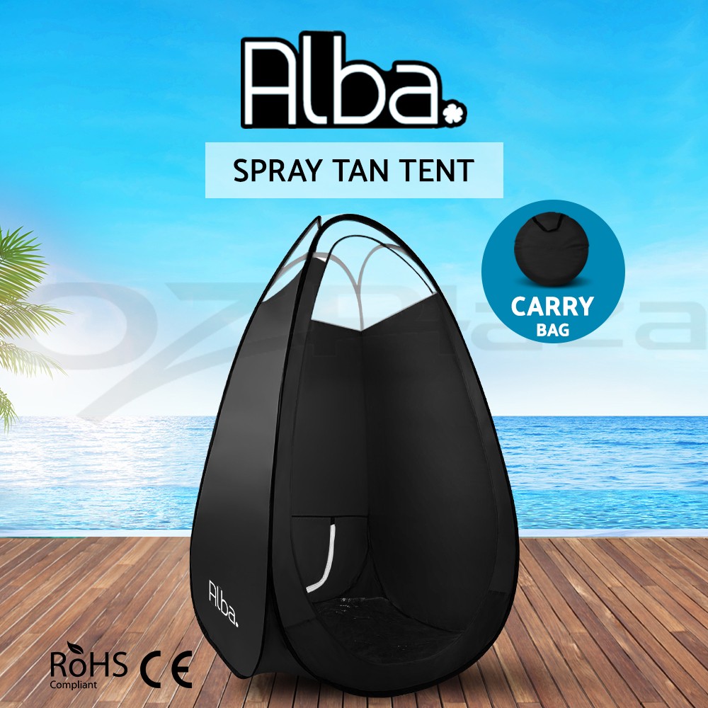 Alba Pop Up Spray Tanning Tent Airbrush Black 100x100x190cm Washable Carry Bag