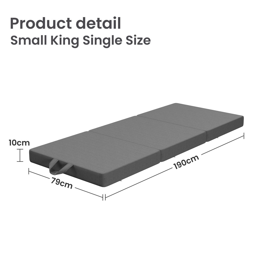 BedStory Trifold Foldable Foam Firm Mattress 10cm/15cm Small King Single Black