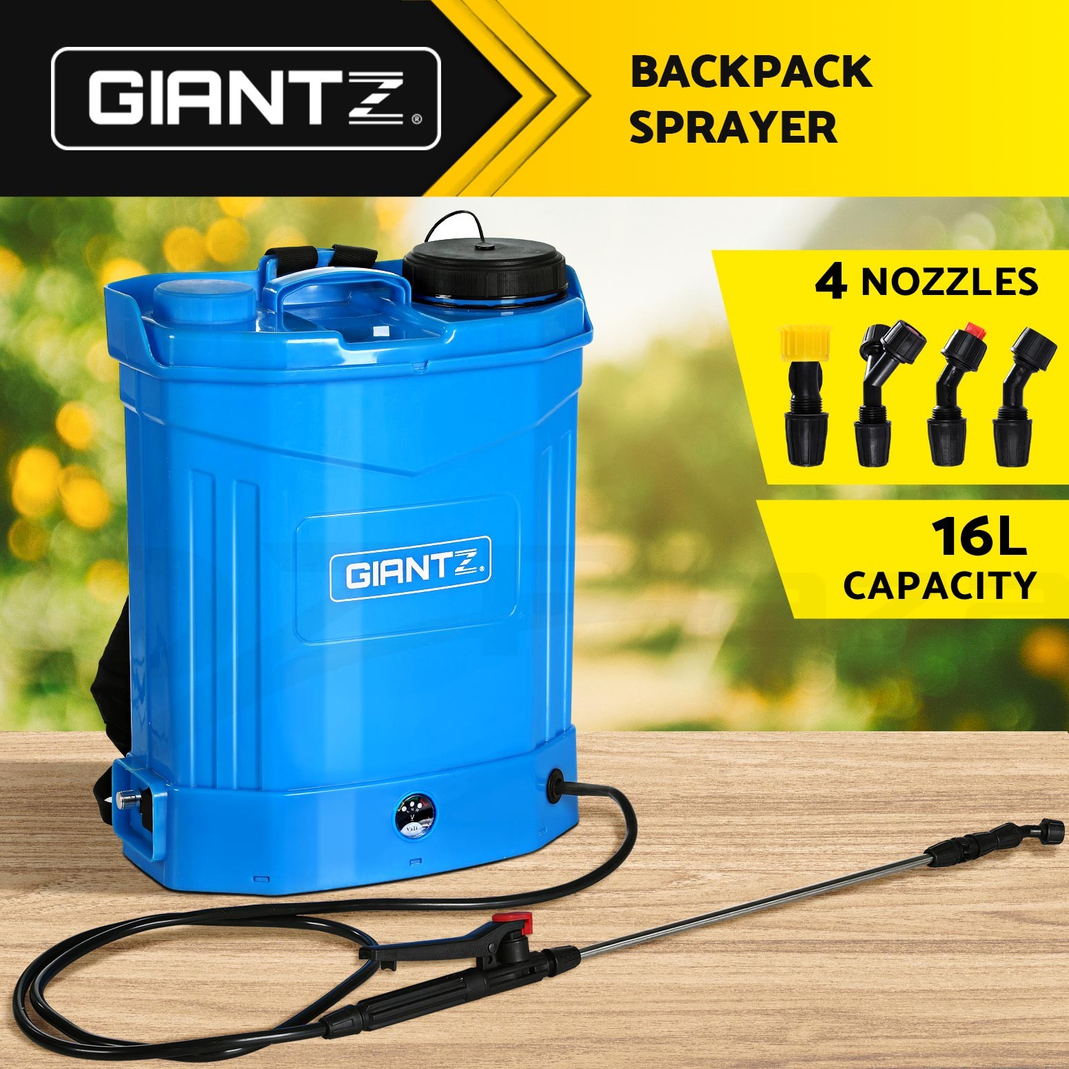 Giantz 16L Electric Backpack Weed Sprayer 12V6.5AH Battery Blue Four Nozzle