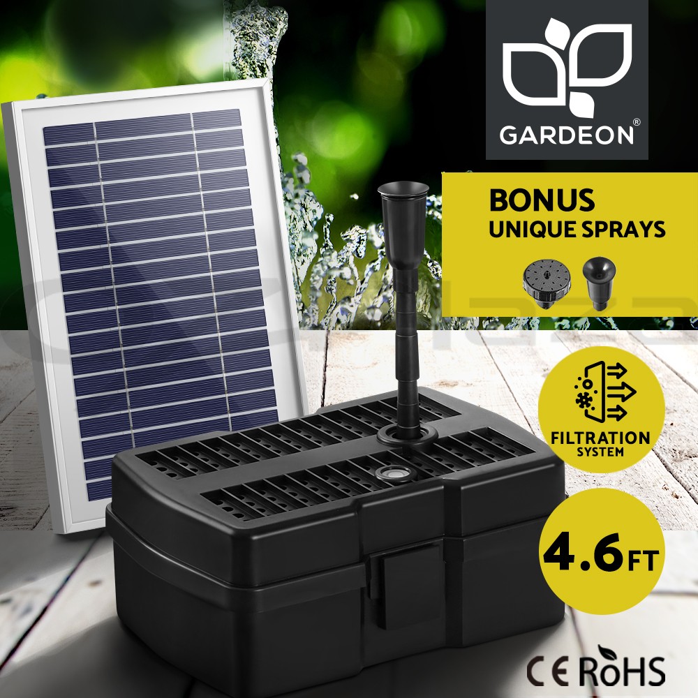 Gardeon Solar Pond Fountain Pump Filter Box 500L/H Submersible 9V IP68 5m Cable