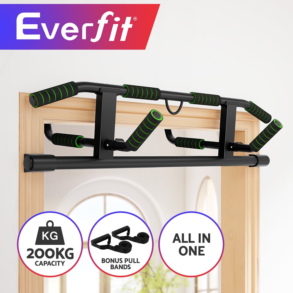 Everfit Multi-Grip Doorway Pull Up Bar 200kg Chin Up Home Gym 101cm Anti-Slip