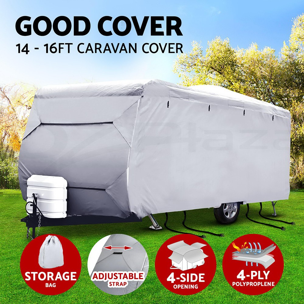 Weisshorn Caravan Cover 14-16FT Heavy Duty 4 Layer Waterproof UV Storage Bag