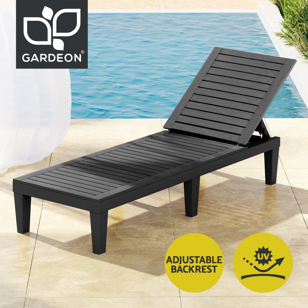 Gardeon Adjustable Sun Lounger Outdoor Chaise Lounge Black UV-Resistant 150kg