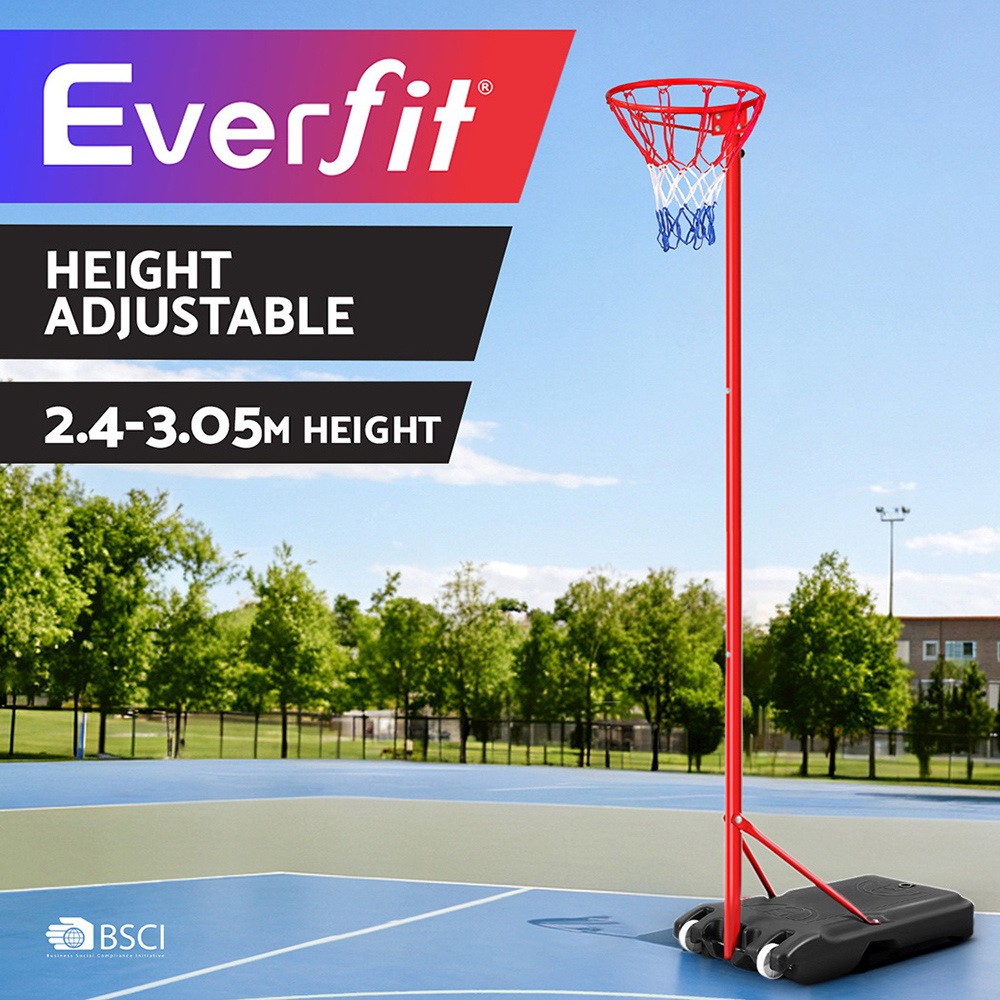 Everfit Basketball Hoop Portable Stand System Height Adjustable 2.4m 3.05m Net