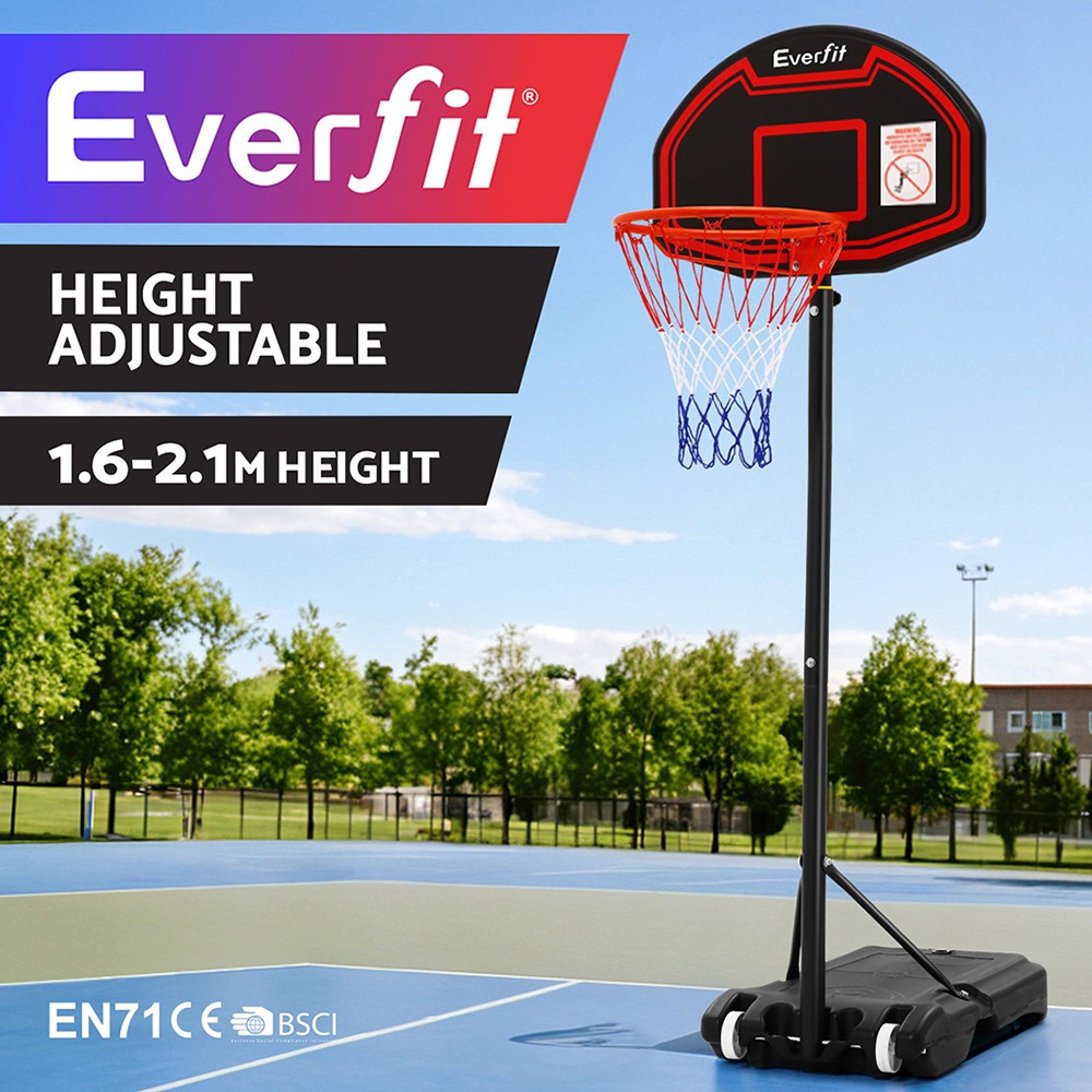 Everfit Portable Basketball System BAS-HOOP-210-L-BK Adjustable Black 35L Base