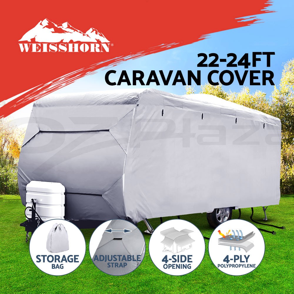 Weisshorn Caravan Cover 22-24ft 4 Layer Heavy Duty UV Waterproof Grey 92224