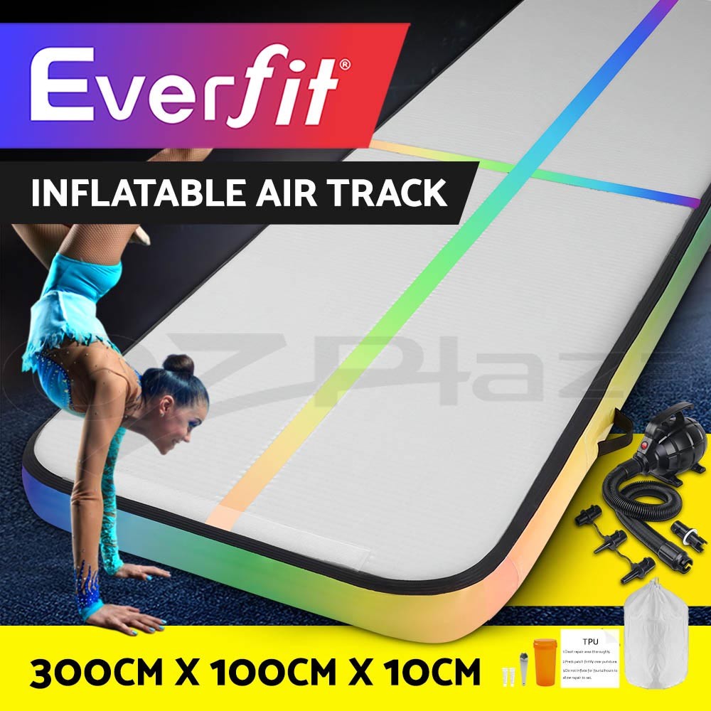 Everfit Inflatable Track Gymnastics Tumbling Non-Slip Exercise Training 3M /10CM