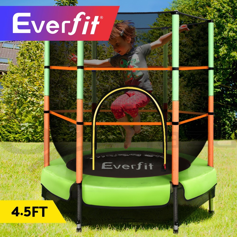 Everfit 4.5FT Kids Trampoline Enclosure Safety Net Green 30 Elastic Ropes