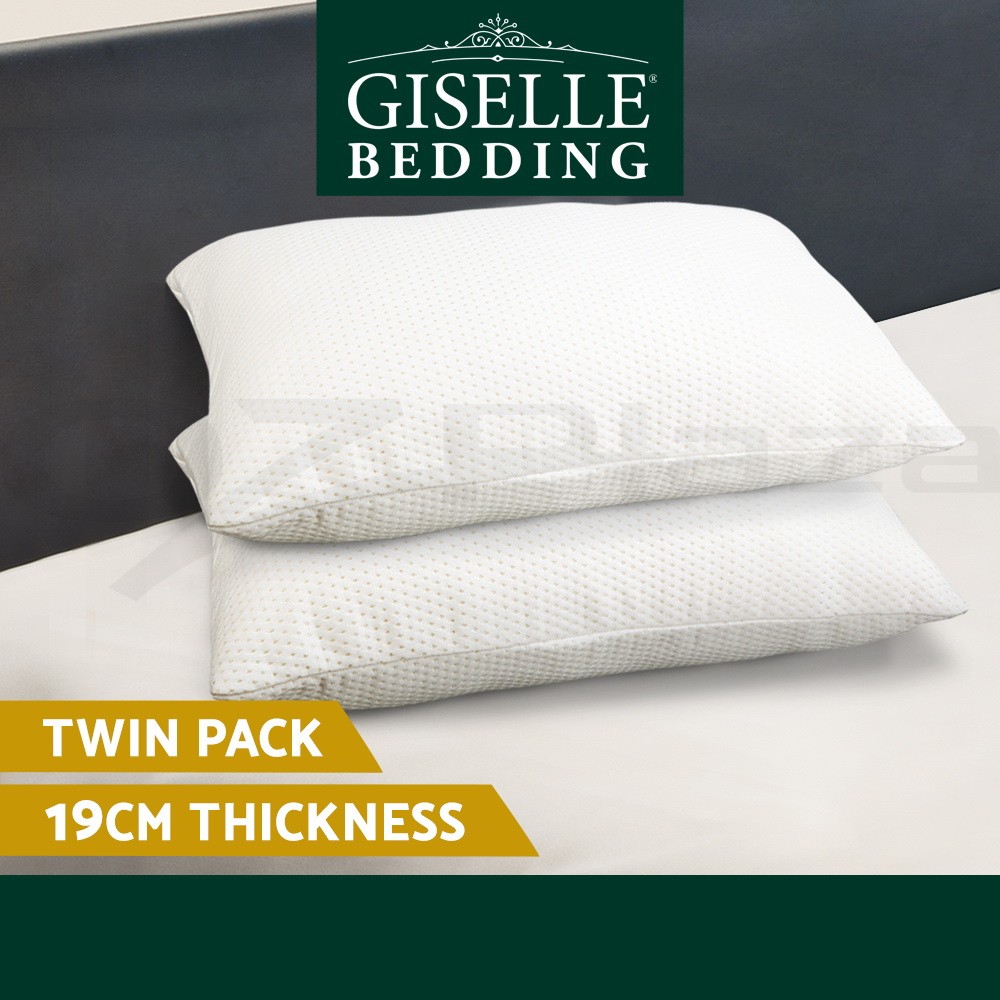 Giselle Bedding Memory Foam Pillow Shredded Twin Pack White High Density Visco