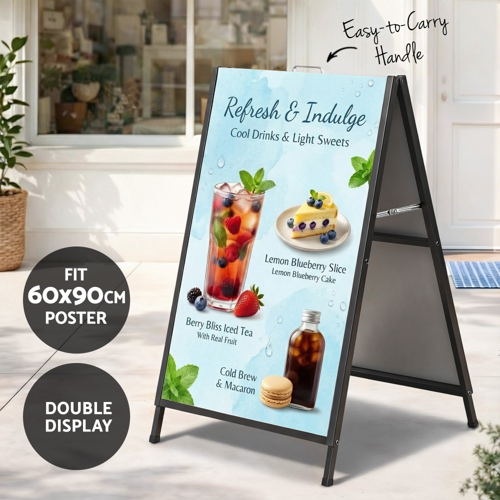 Artiss A1Frame Sign Stand Double Sided Steel Poster Board Black Outdoor 60x90cm
