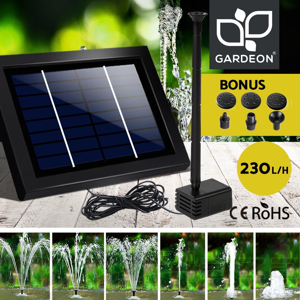 Gardeon Solar Pond Pump Submersible Water Fountain Kit 1.2m 230L/H IP68 Black