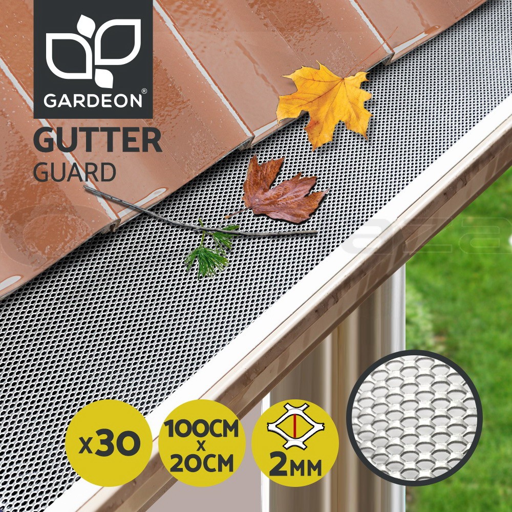 Gardeon Aluminium Gutter Guard Leaf Mesh 30x 100x20cm 30M Silver UV Protection
