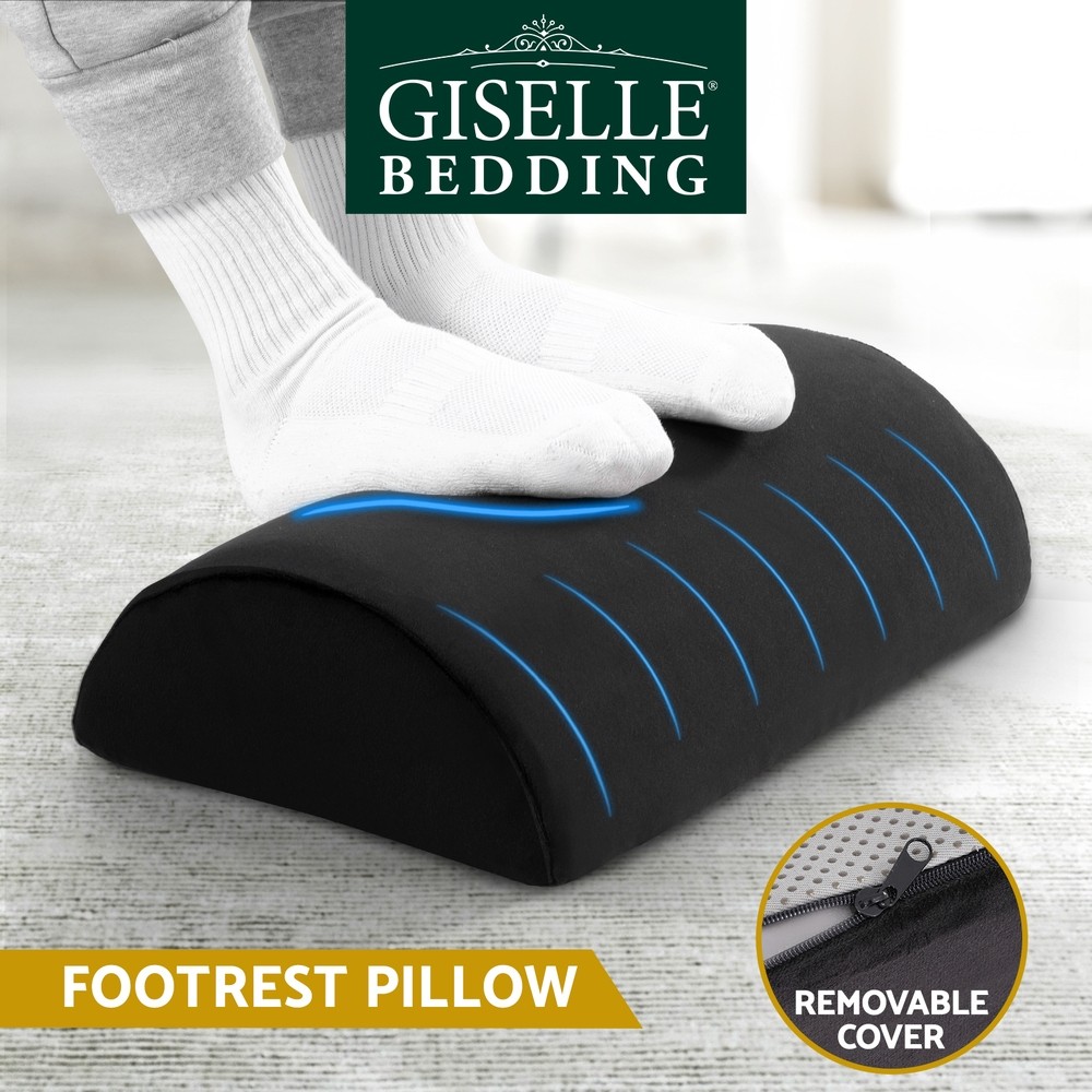 Giselle Bedding Memory Foam Footrest Cushion Black 43cm 26cm 12cm Soft Non-slip