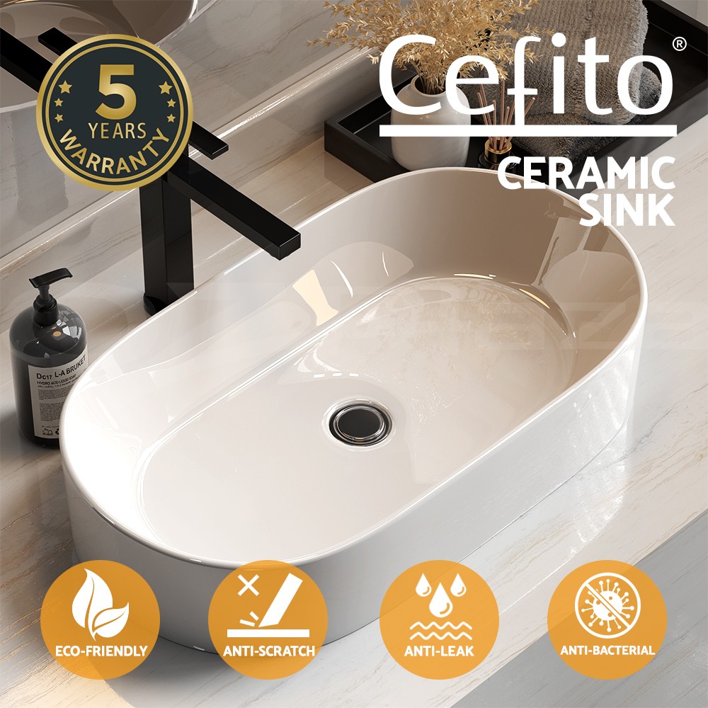Cefito Ceramic Bathroom Vanity Basin Sink CB8014WH White Round 51.5cm x 30.5cm
