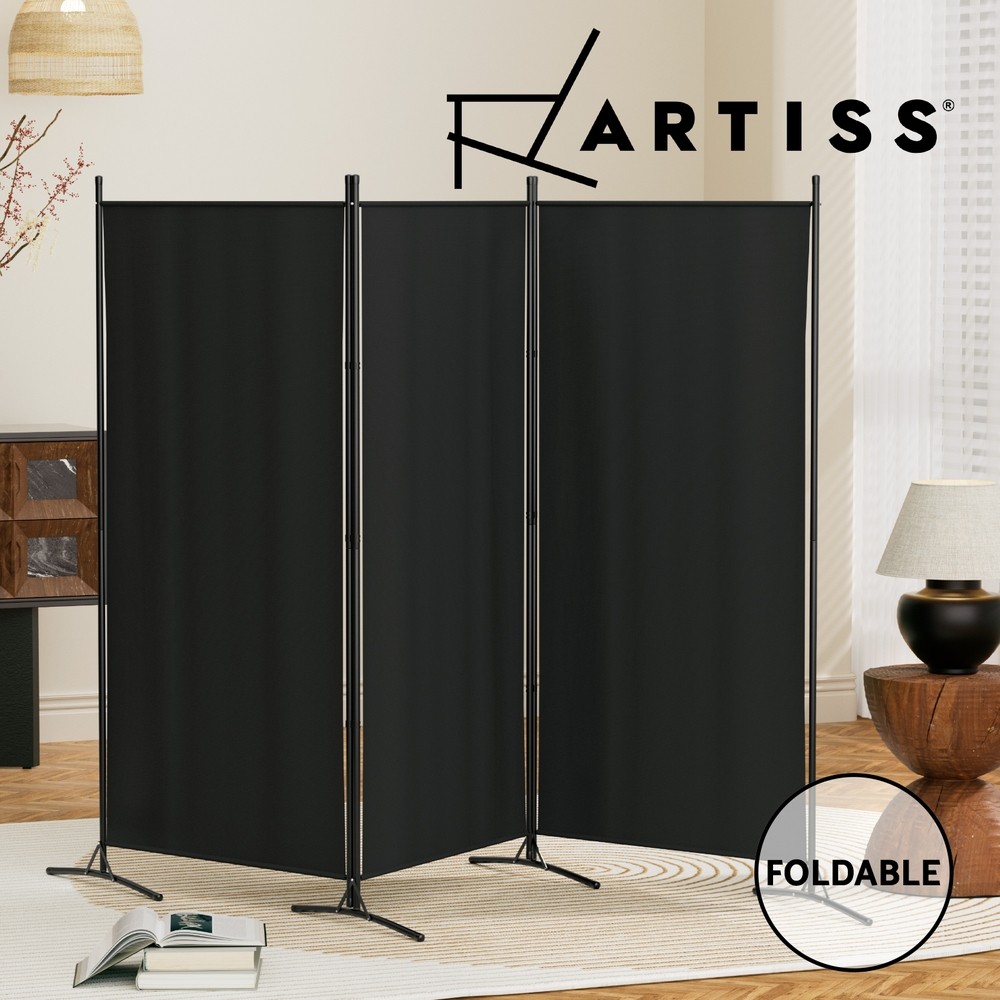 Artiss 3 Panel Room Divider Screen Partition Foldable Privacy White/Black 260cm