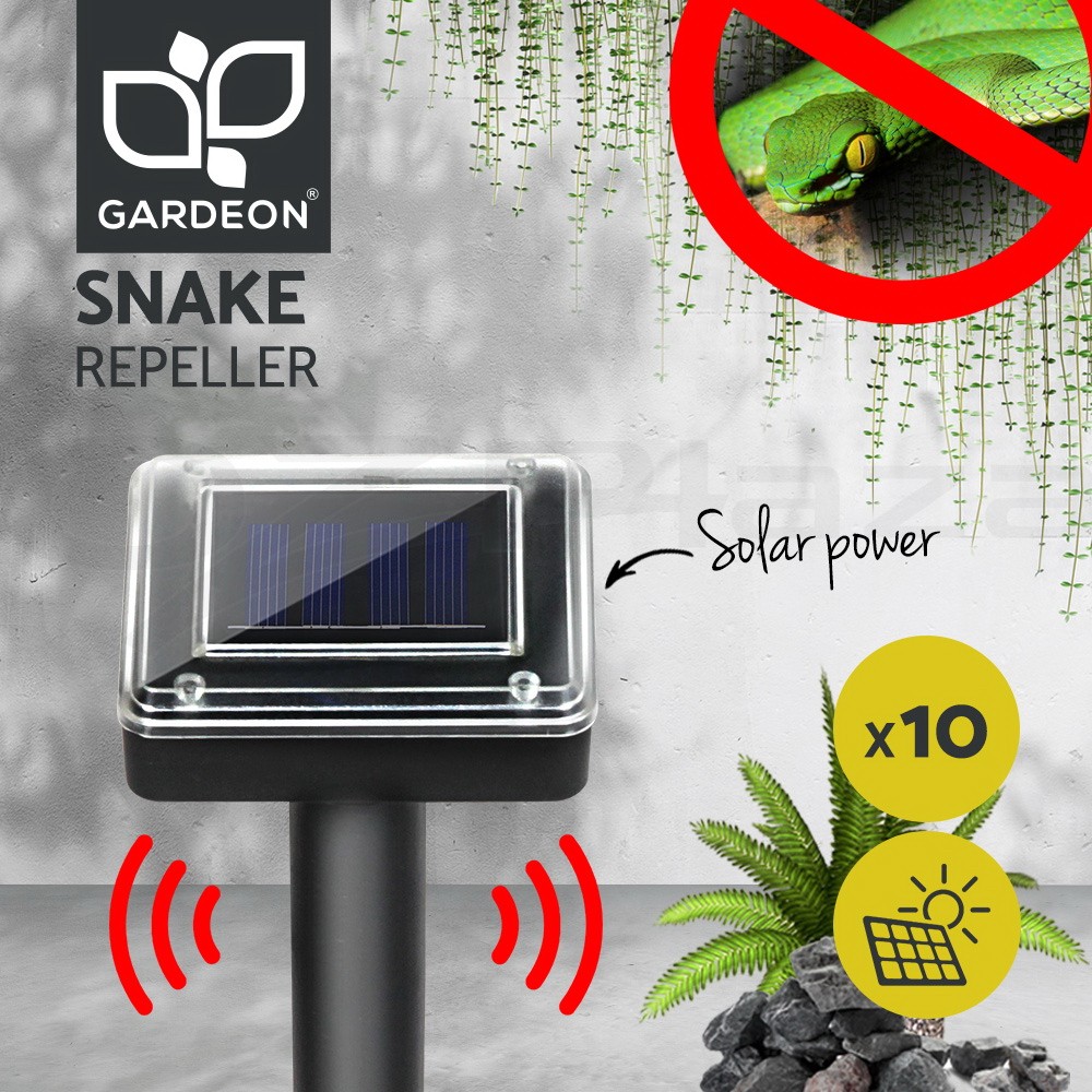 Gardeon Snake Repeller 10 Multi Pulse Ultrasonic Solar Powered SRSNAKEBRI10BK