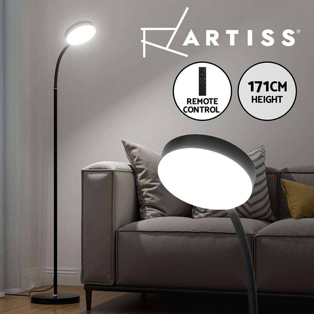 Artiss LED Floor Lamp Remote Adjustable Brightness Colour Temperature Black 10W