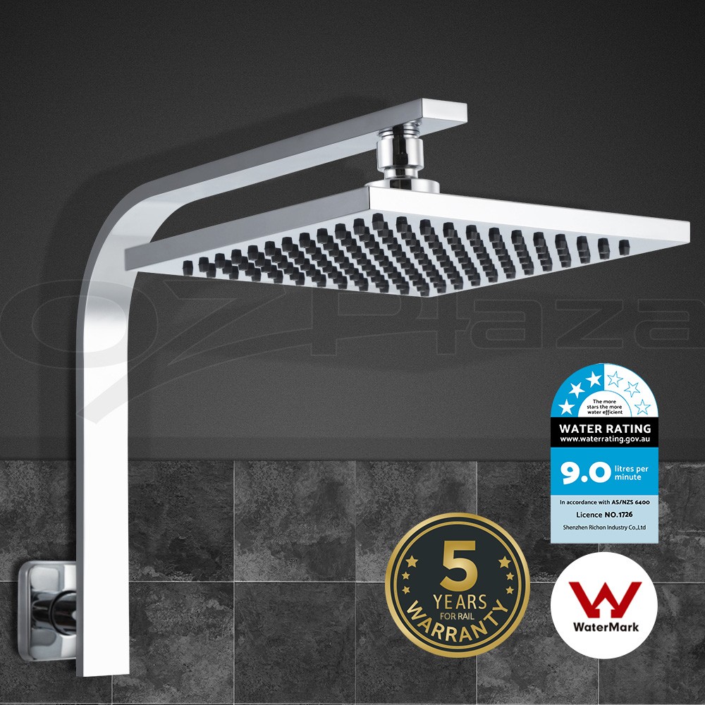 Cefito 8&apos Rain Shower Head Square Chrome Wall Mounted Massage Jets Bathroom