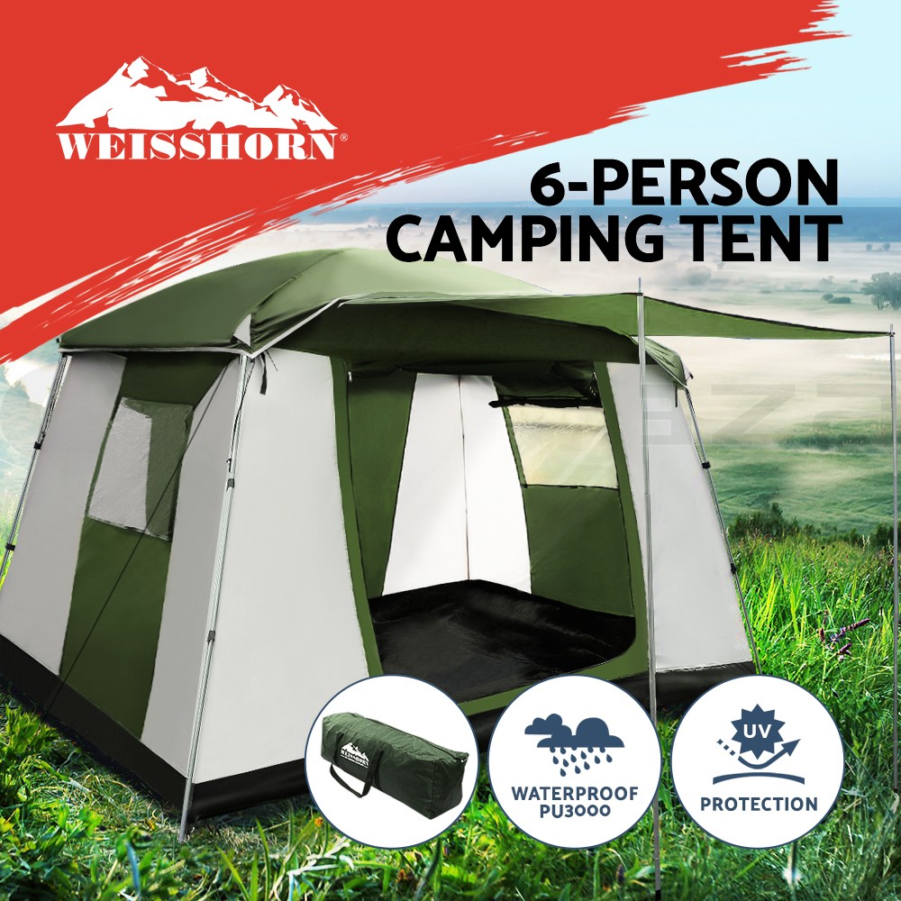 Weisshorn 6 Person Camping Tent Dome 190T Polyester PU3000 Mesh Screen 310cm
