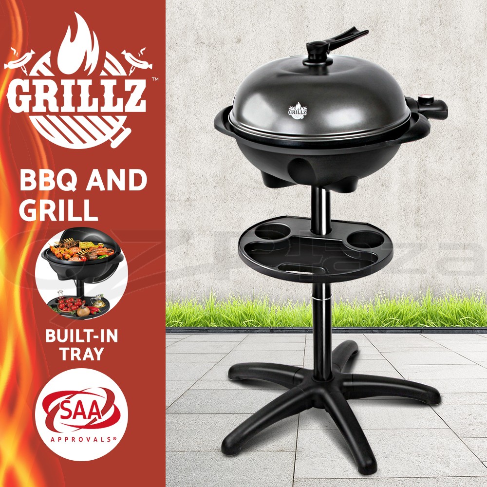 Grillz 2000W Electric BBQ Kettle Grill BBQ-ELC-STAND Portable Black Non Stick