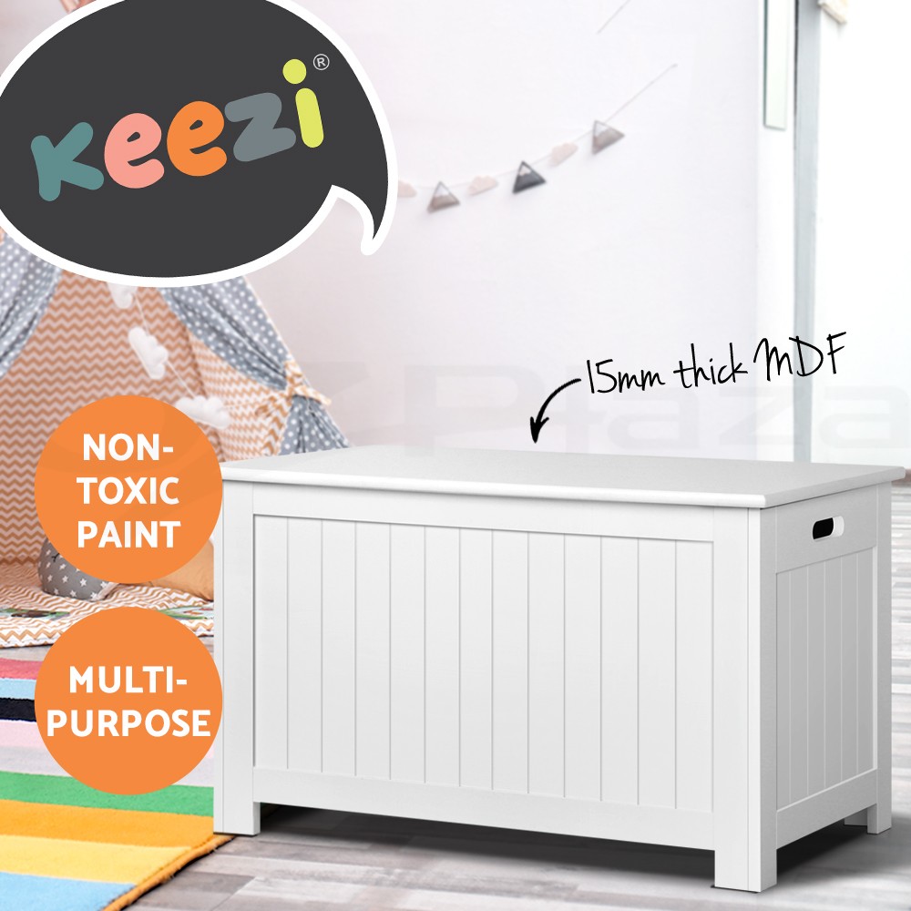 Keezi Kids Toy Box Storage Chest White MDF 81 40 46.5cm 50kg Children Organiser