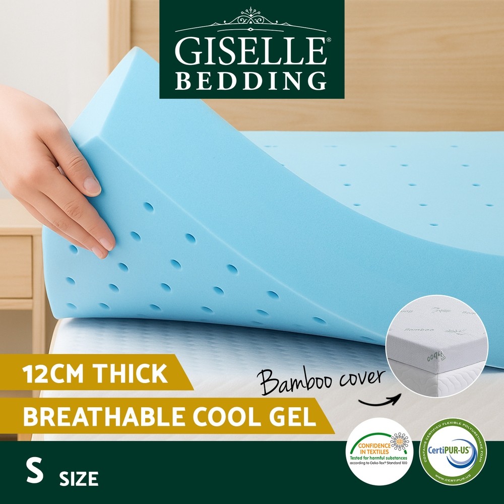 Giselle Bedding 12cm Memory Foam Mattress Topper Ventilated Single 190cm 90cm