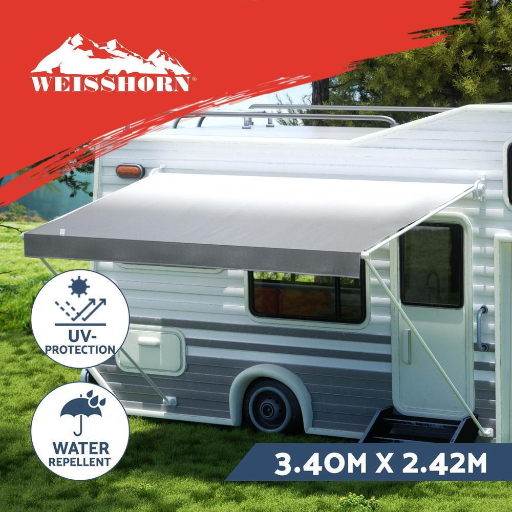 Weisshorn Caravan Awning Replacement Fabric 12FT Grey 18oz Vinyl Water-repellent
