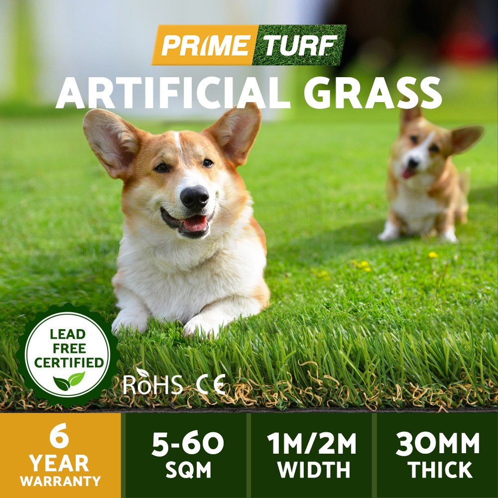 Prime Turf Artificial Synthetic Grass 30mm Olive Green/ UV Stabilised 10 SQM