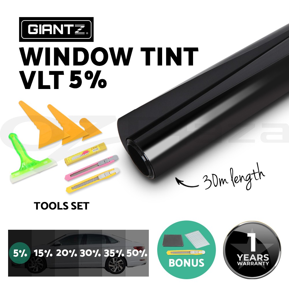 Giantz Window Tint Film 5 VLT Black 100cm 32m Tools Kit UV 99 Heat insulation