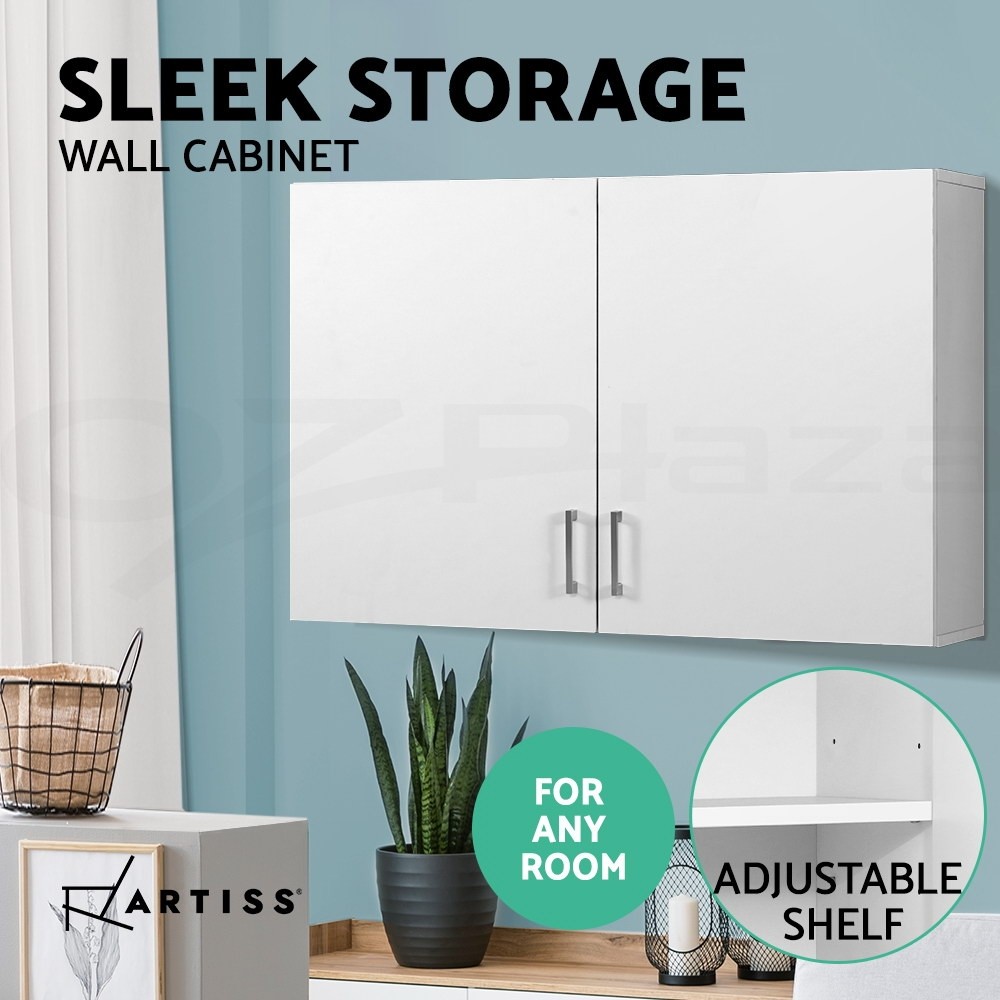 Cefito Bathroom Storage Cabinet Wall Mounted 900mm White 2-tier Adjustable Shelf