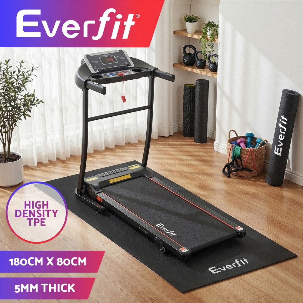 Everfit TPE Exercise Equipment Mat Treadmill Home Gym anti-slip Black 180cm 80cm
