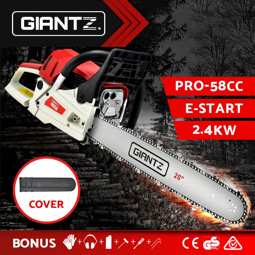 Giantz 58cc Petrol Chainsaw 20 Inch Bar 2 Stroke Easy Start Automatic Oiler