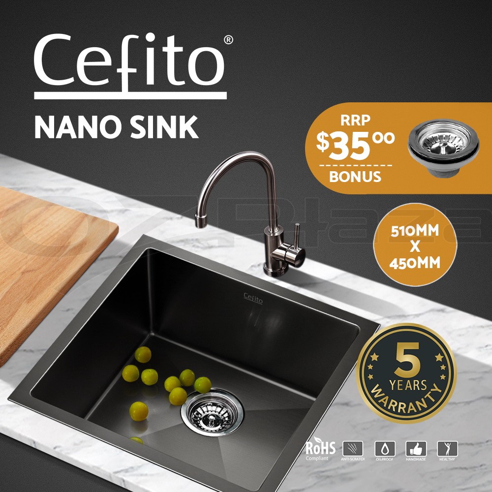 Cefito 304 Stainless Steel Kitchen Sink Basin 51X45CM R10 Drop-in/Top Mount