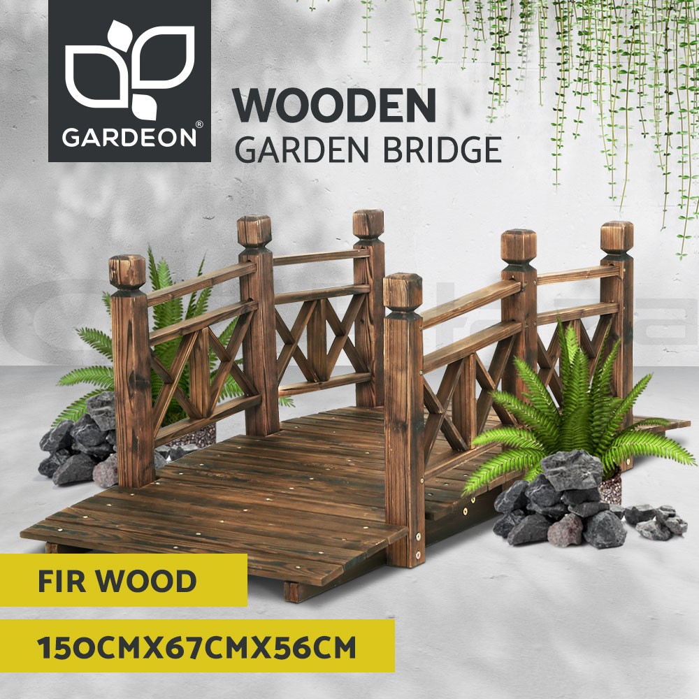 Gardeon Wooden Garden Bridge Rustic Outdoor Decor Weatherproof 150cm 67cm 56cm