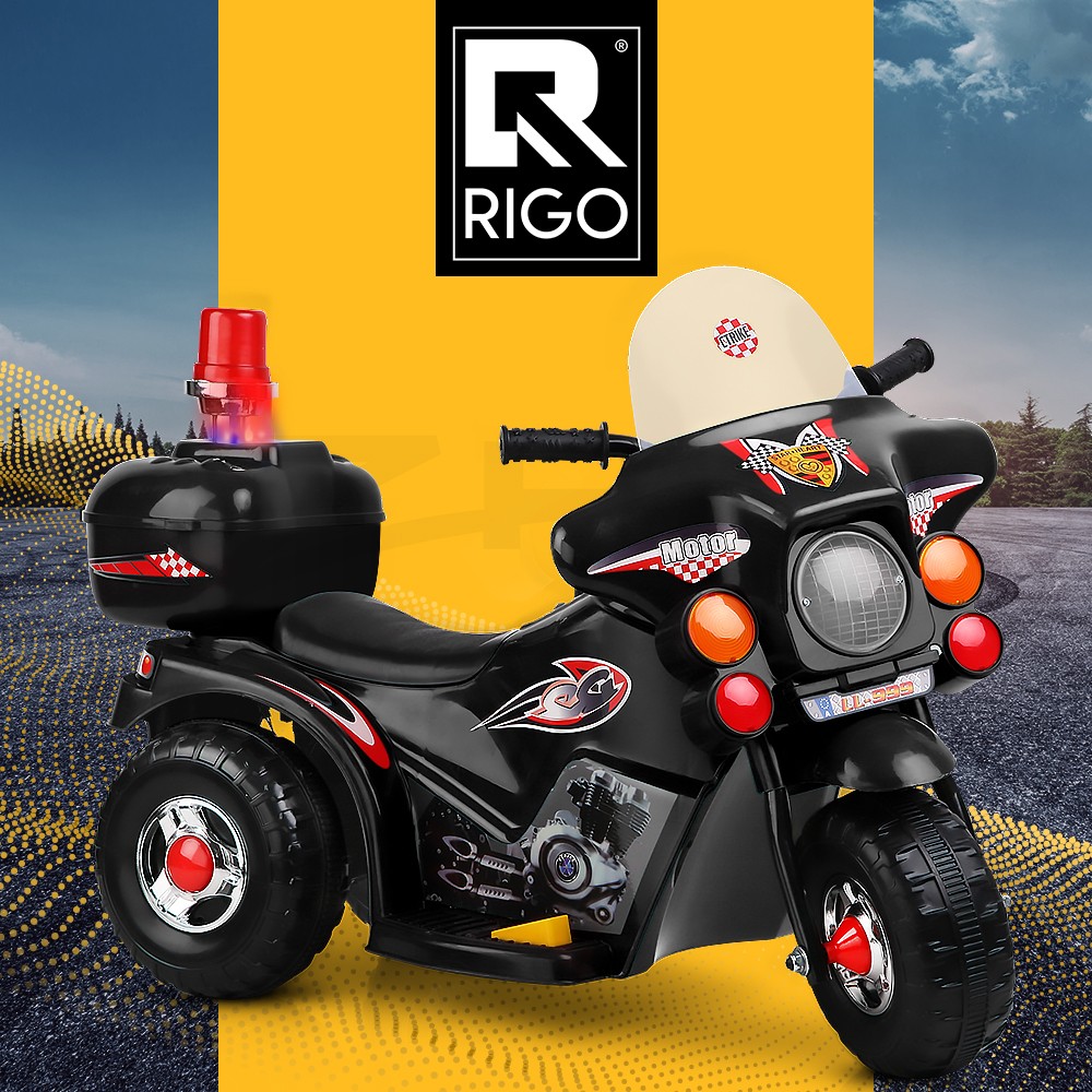 Rigo Kids Ride On Police Motorcycle Electric Motorbike 6V Battery 3-4KM/H Black
