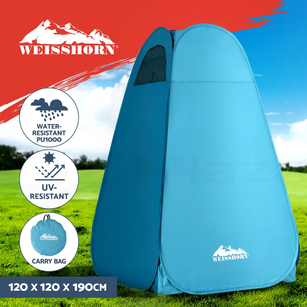 Weisshorn Pop-up Shower Tent Camping Privacy Change Room Blue 120cm 120cm 190cm