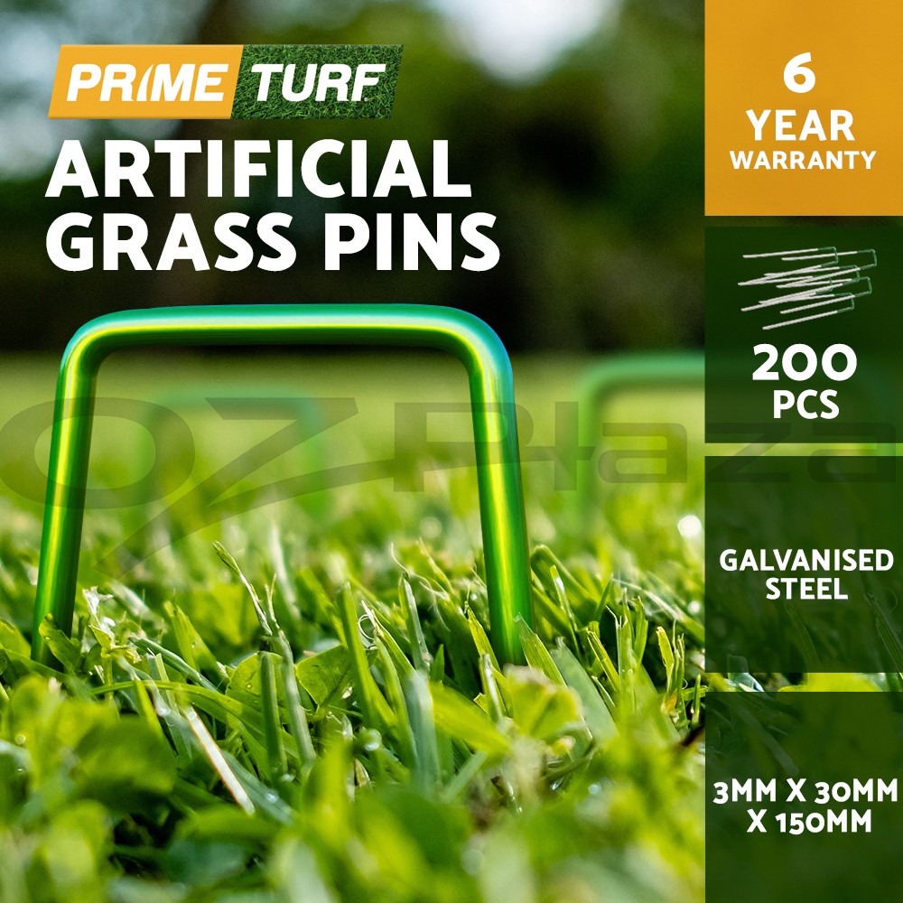 Primeturf 200pcs Galvanized Steel Synthetic Grass Pins 3mm 150mm Weed Mat Pegs