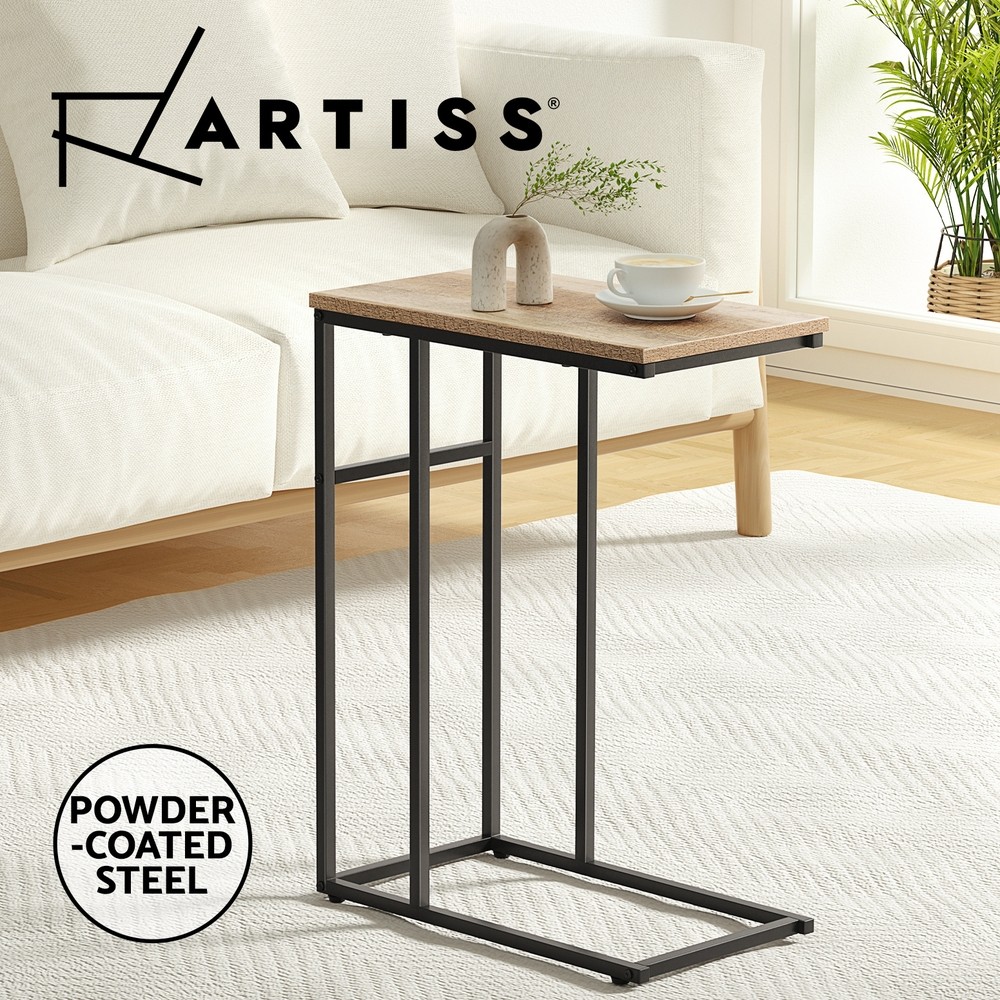 Artiss C-Shape Side Table Coffee Laptop Metal Frame black 47cm 27cm 64cm Modern