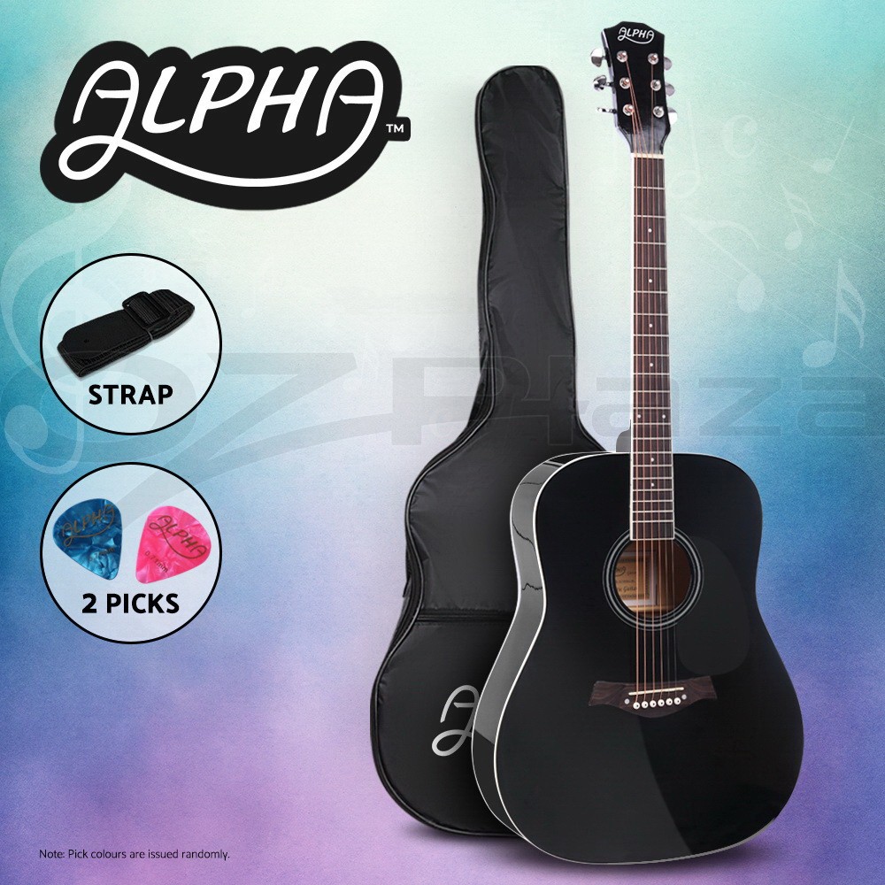 Alpha D-41 41 Dreadnought Cutaway Steel-String Acoustic Guitar Black 21-Fret