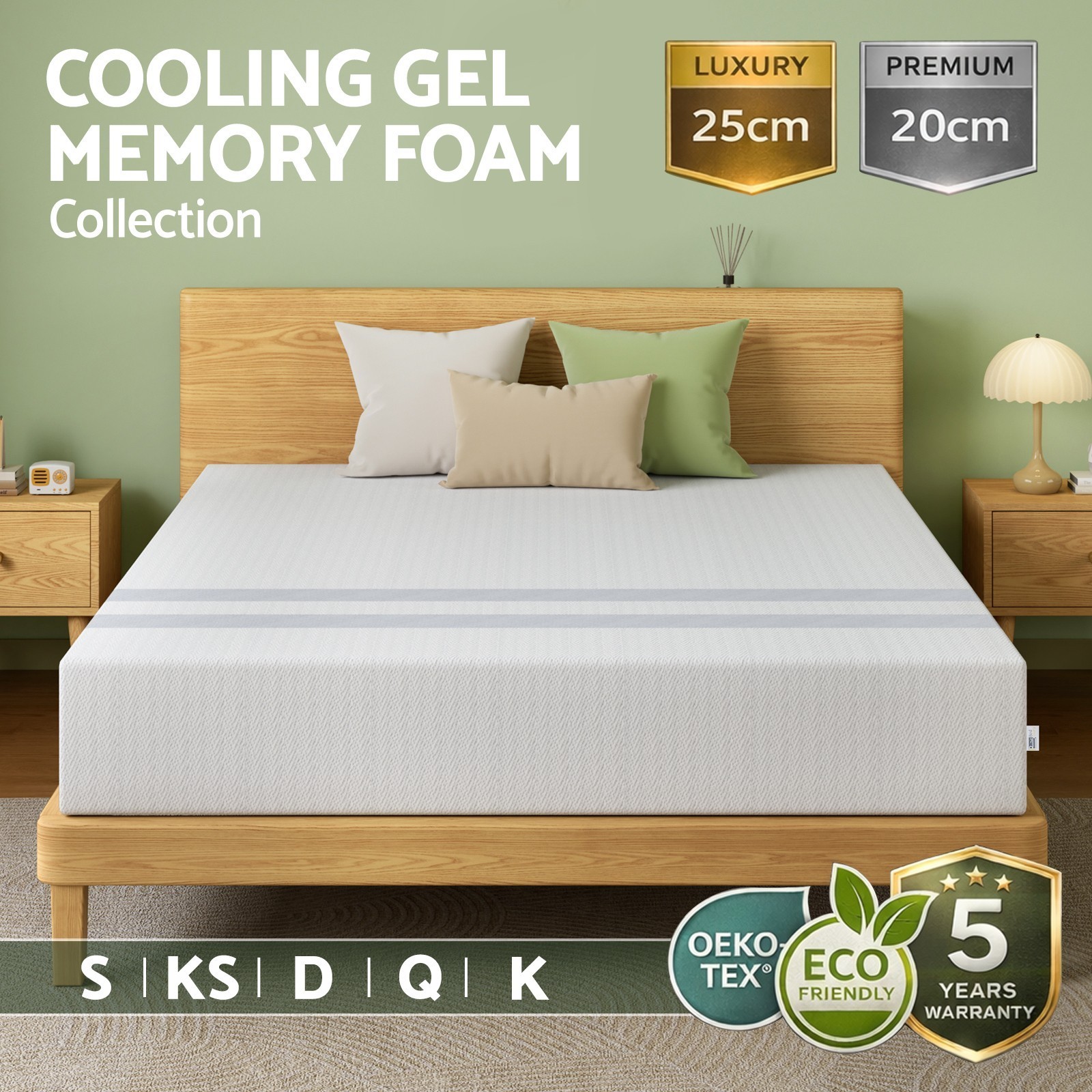 BedStory Gel Memory Foam Mattress Cooling Flippable Soft/Medium 20cm-Single