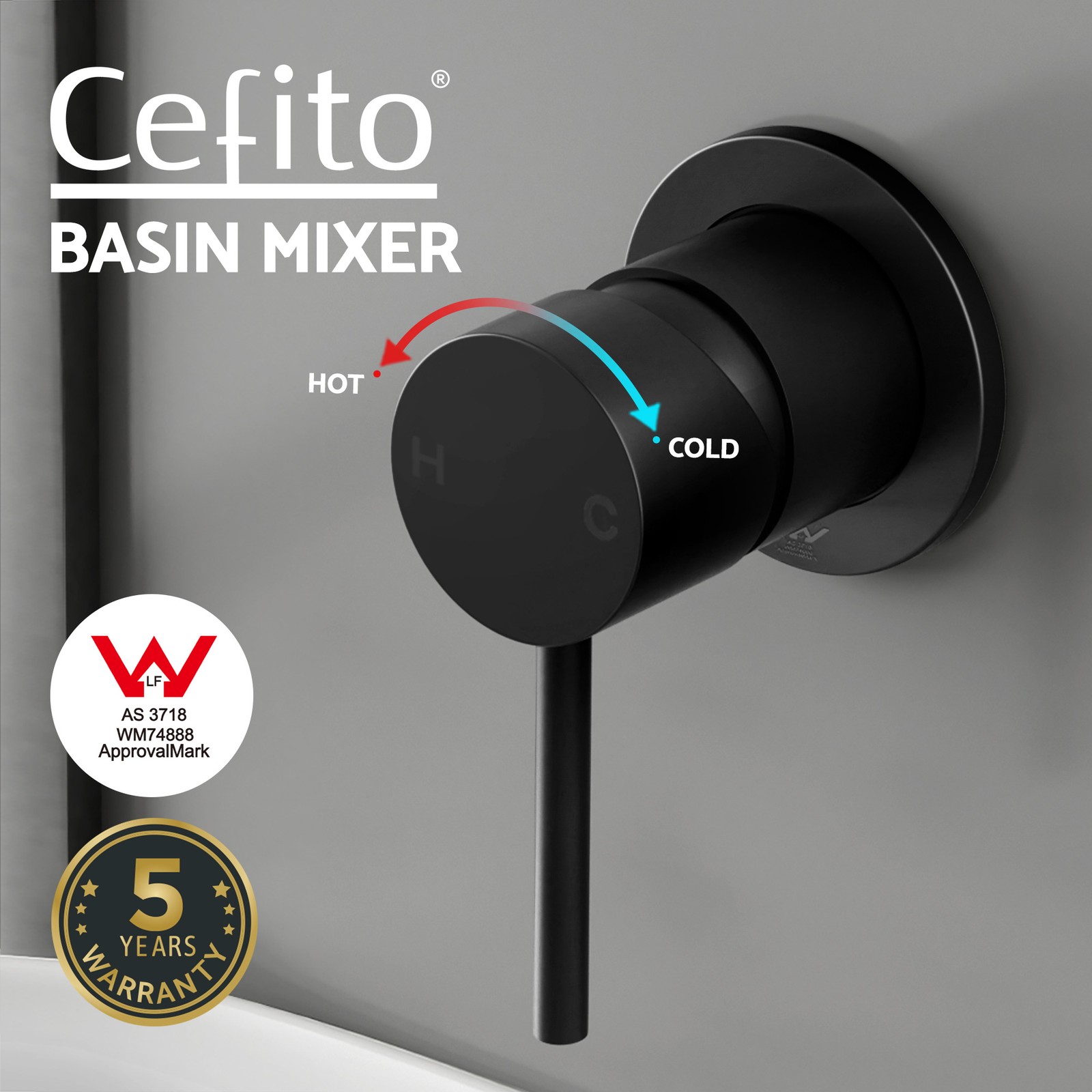Cefito Basin Mixer Tap Brass Bathroom Black Shower Basin 35mm Ceramic Cartridge