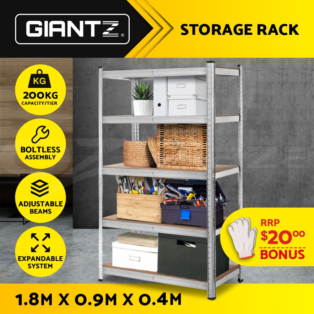 Giantz Warehouse Shelving Rack WR-9X18-GVN-SV 200kg Adjustable Boltless Storage