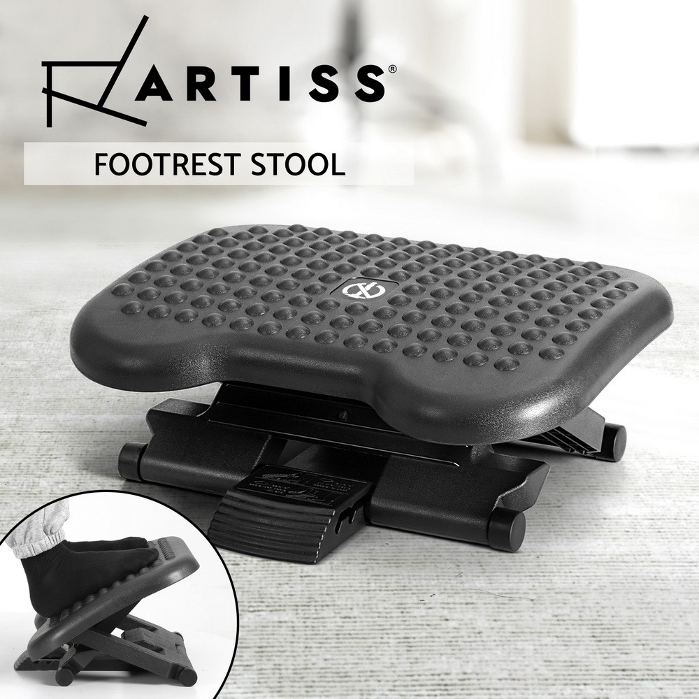 Artiss Footrest Under Desk Adjustable Acupressure Massage Black 45x33x24cm