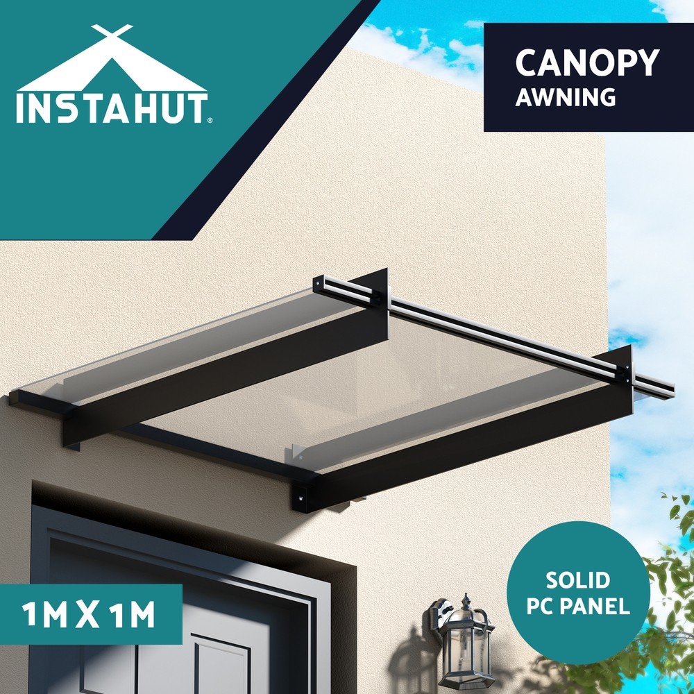 Instahut Window Door Awning Canopy 1mx1m Solid Polycarbonate UV Rain resistant