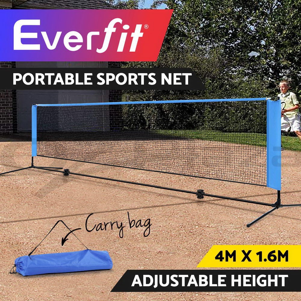 Everfit Portable Sports 4M Adjustable Height Badminton Tennis Volleyball Blue