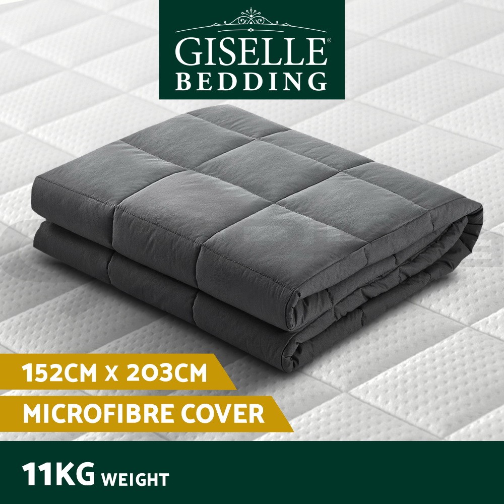 Giselle Bedding Weighted Blanket 11KG 152cm 203cm Dark grey microfibre DTPS
