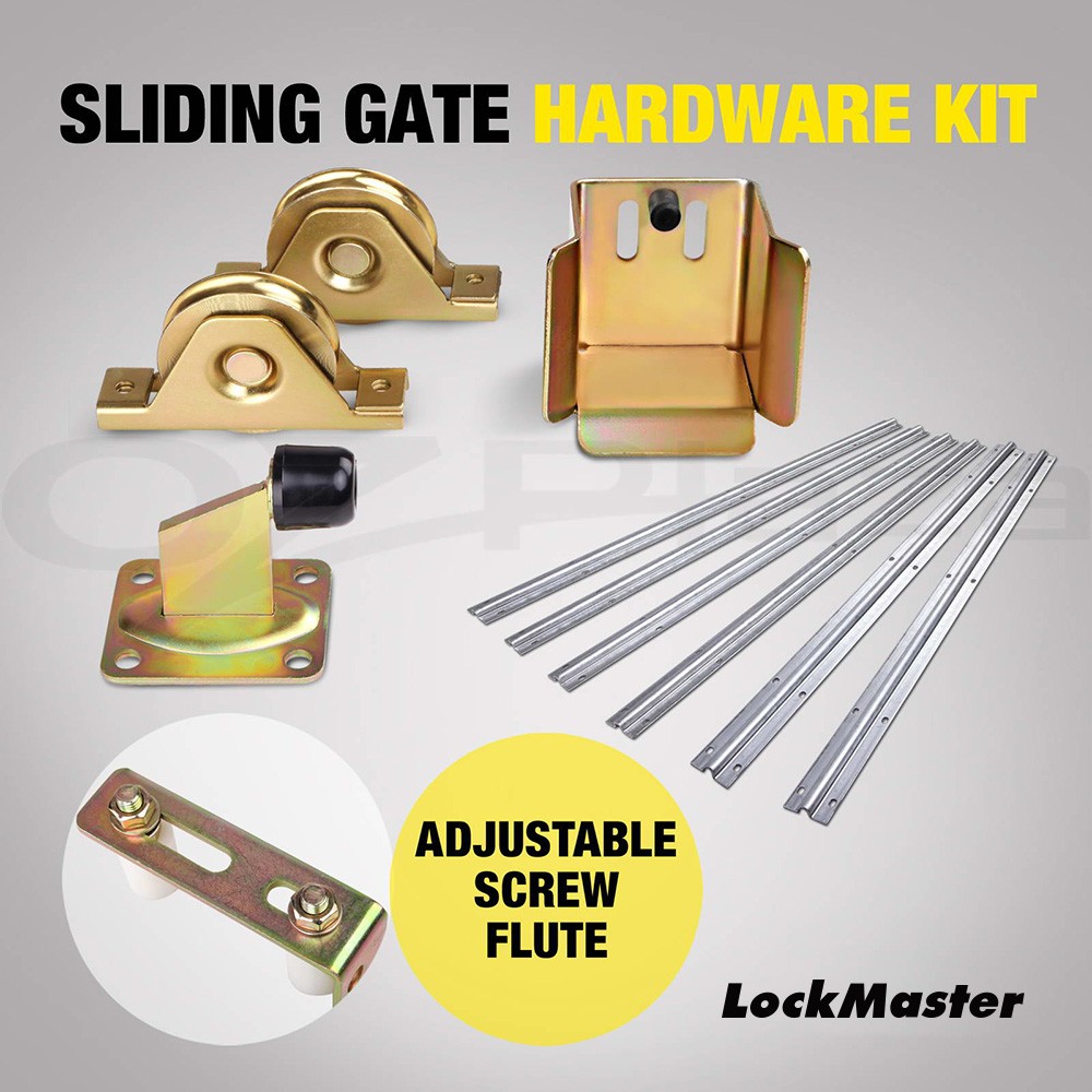 Giantz Sliding Gate Opener Hardware kit 1m Galvanised Ground Track Nylon Rollers