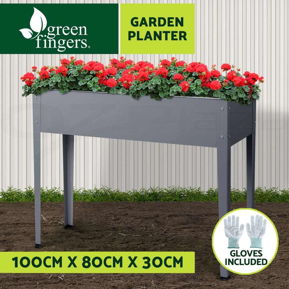 Greenfingers Raised Garden Bed Galvanised SGCC Steel 100X80X30cm Grey Planter