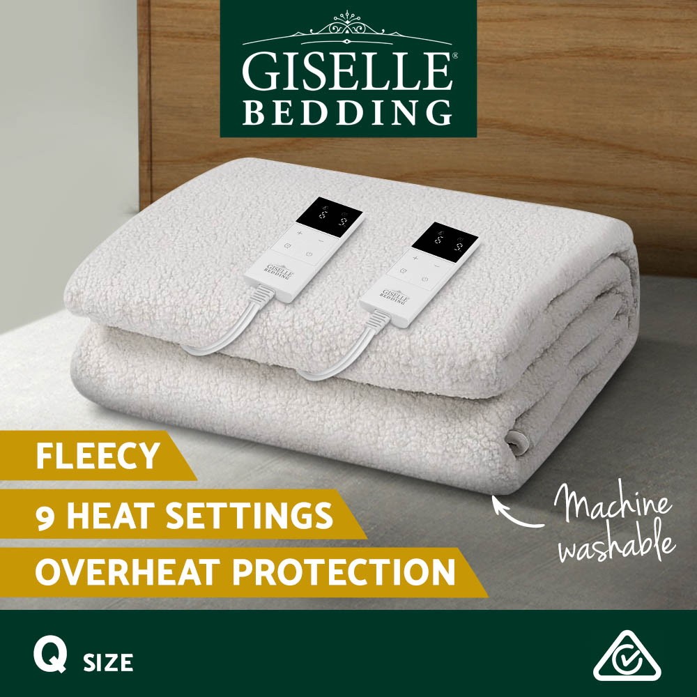 Giselle Electric Blanket Queen Fitted Fleecy Underlay Levels Washable Display
