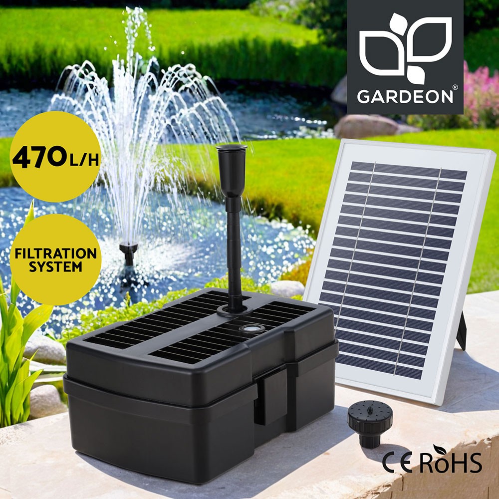 Gardeon Solar Powered Pond Pump Water Fountain Filter IP68 470L/H 4.6FT 5m Cable